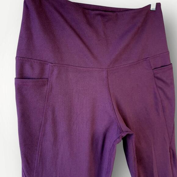 Danskin Activewear Yoga Gym Workout Tight Leggings Pocket High Rise Size L Plum - Picture 7 of 16